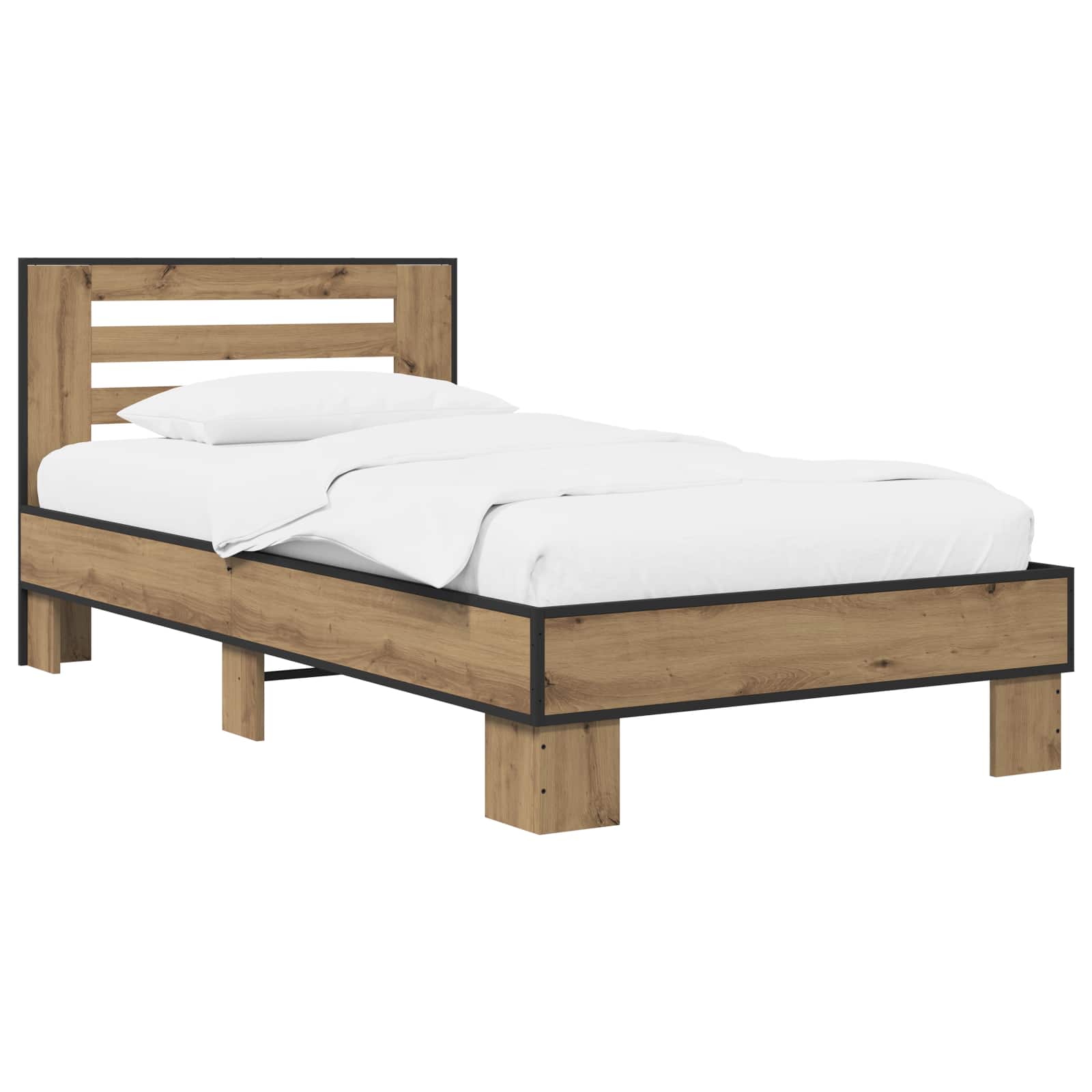 Bedframe met Hoofdeinde Artisanaal eiken 80 x 200 cm