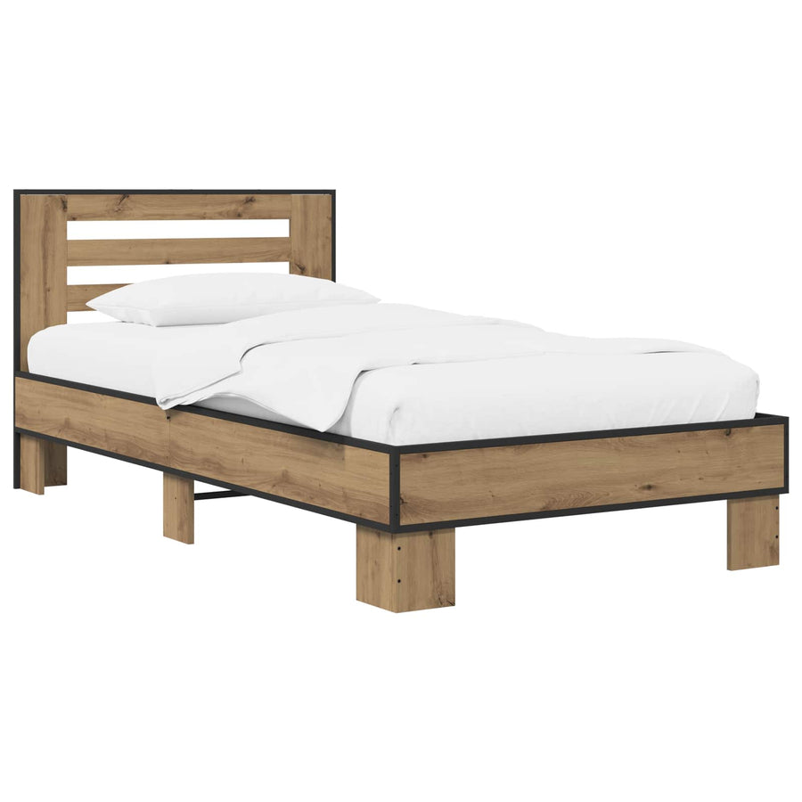 Bedframe met Hoofdeinde Artisanaal eiken 80 x 200 cm