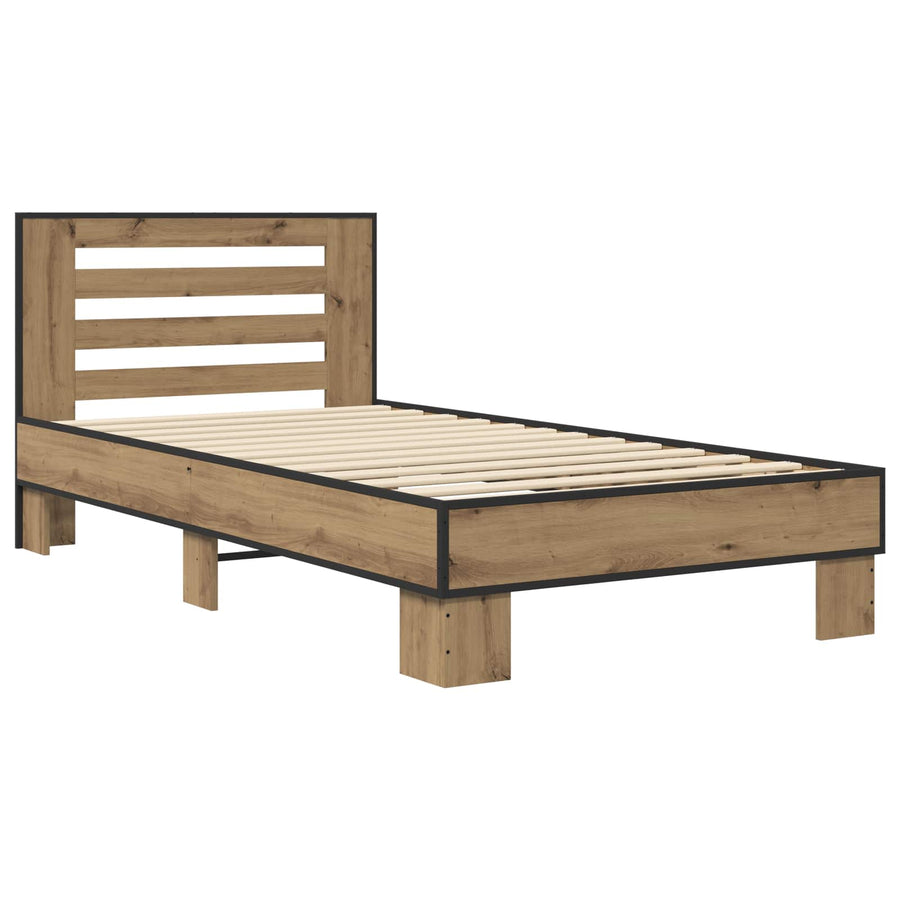Bedframe met Hoofdeinde Artisanaal eiken 80 x 200 cm