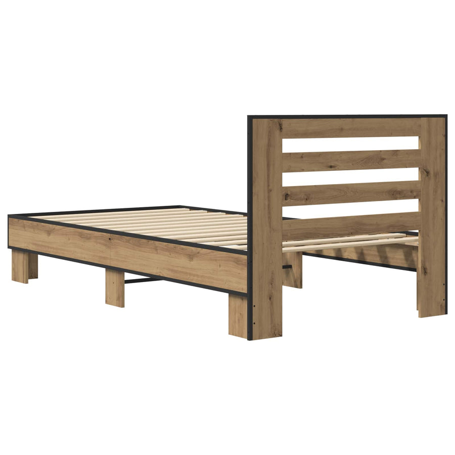 Bedframe met Hoofdeinde Artisanaal eiken 80 x 200 cm