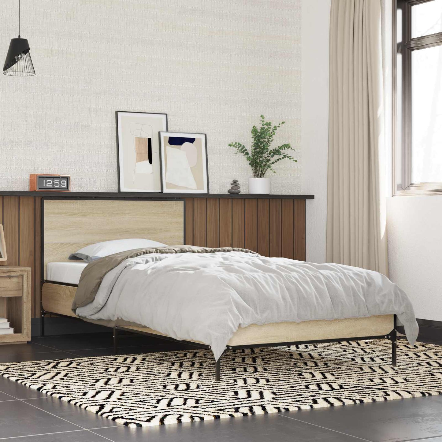 Bedframe met Hoofdeinde Sonoma Eiken 80 x 200 cm Bewerkt hout