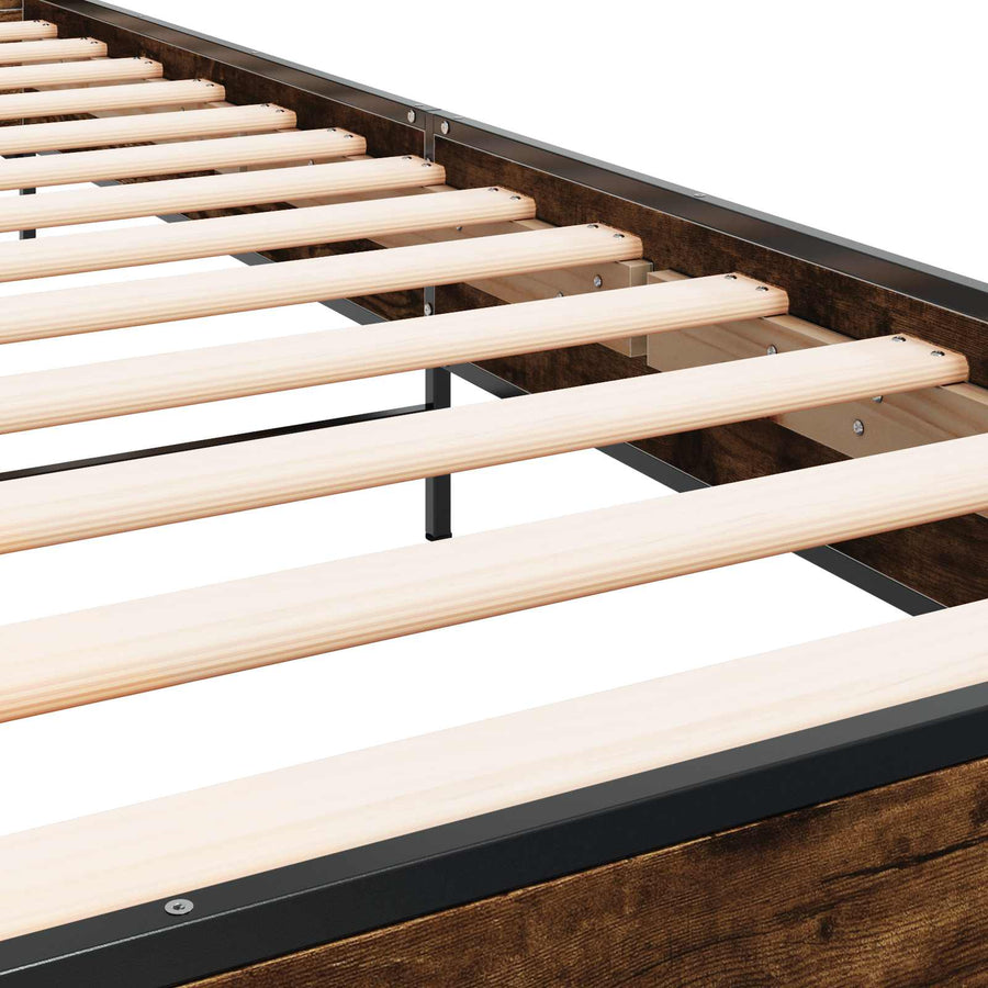 Bedframe met Hoofdeinde Gerookt eiken 80 x 200 cm Bewerkt hout