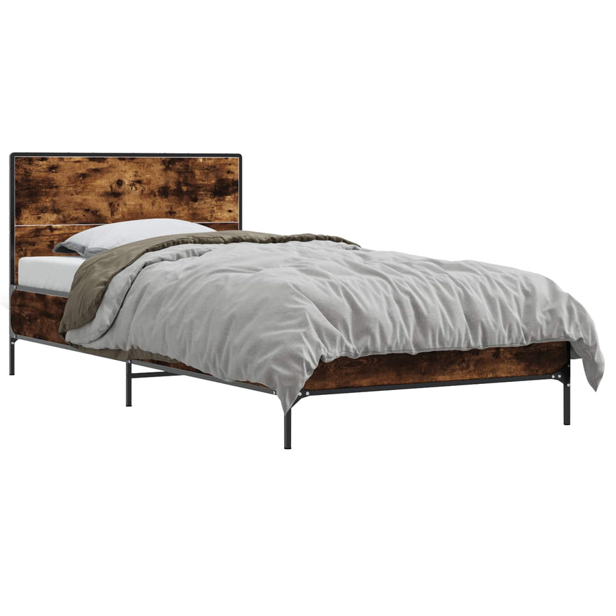 Bedframe met Hoofdeinde Gerookt eiken 80 x 200 cm Bewerkt hout