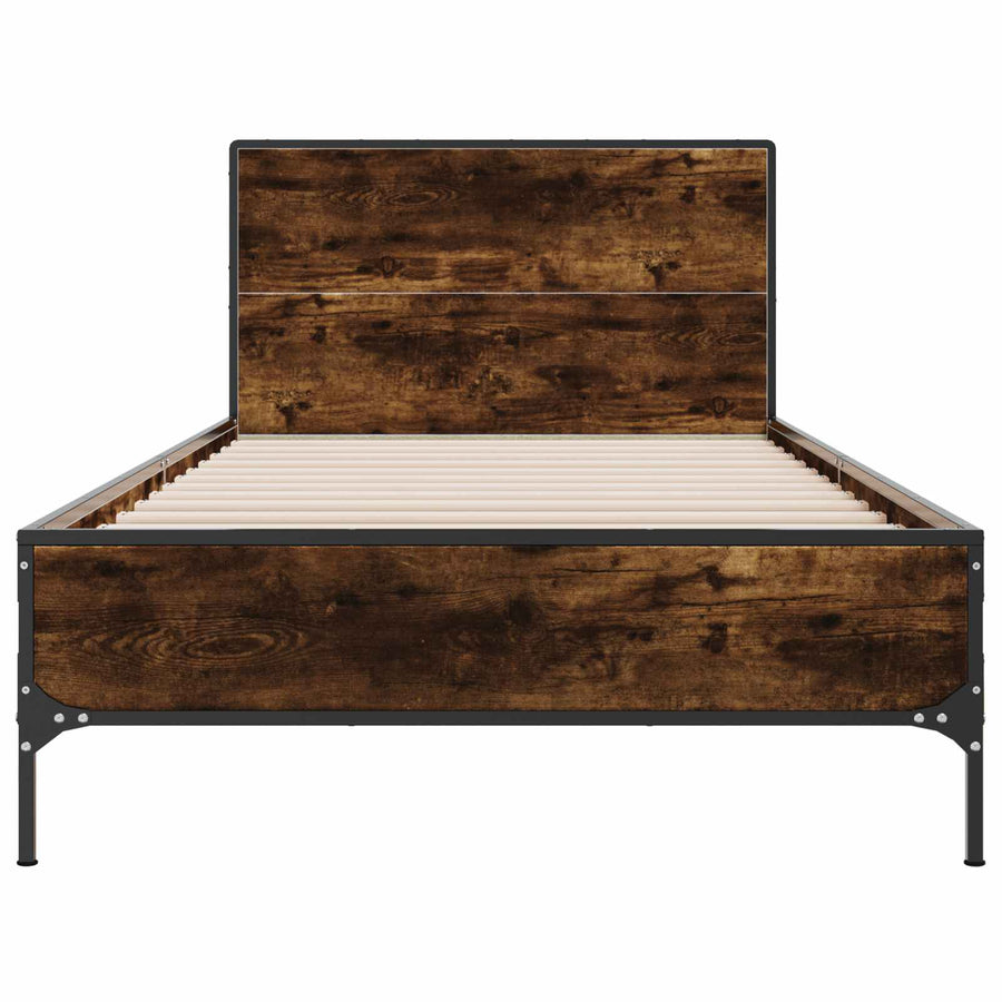 Bedframe met Hoofdeinde Gerookt eiken 80 x 200 cm Bewerkt hout