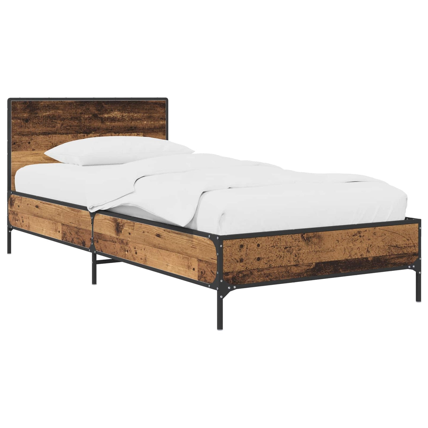 Bedframe met Hoofdeinde Oud hout 80 x 200 cm Bewerkt hout