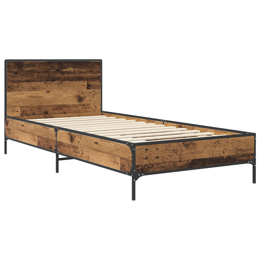 Bedframe met Hoofdeinde Oud hout 80 x 200 cm Bewerkt hout
