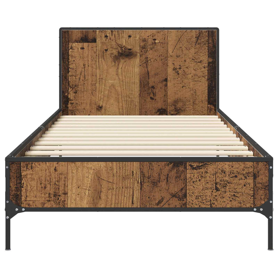 Bedframe met Hoofdeinde Oud hout 80 x 200 cm Bewerkt hout