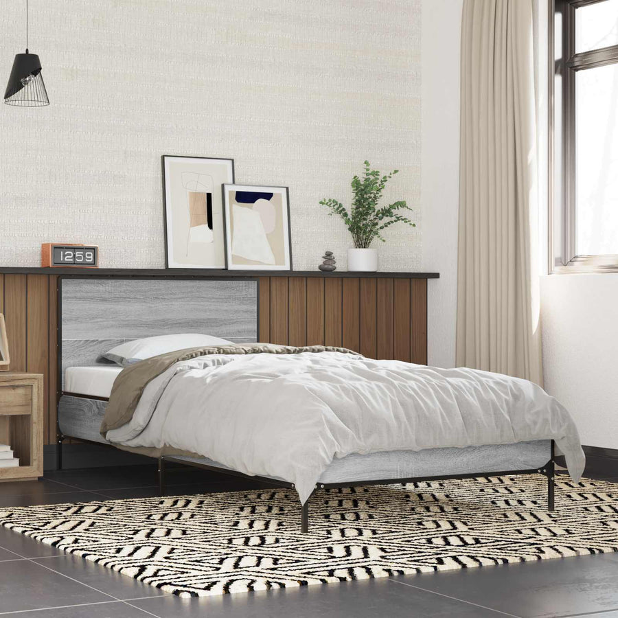 Bedframe met Hoofdeinde Grijs Sonoma 80 x 200 cm Bewerkt hout