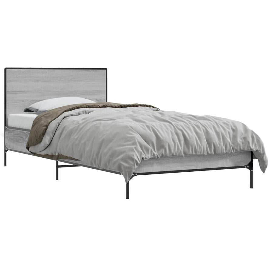 Bedframe met Hoofdeinde Grijs Sonoma 80 x 200 cm Bewerkt hout