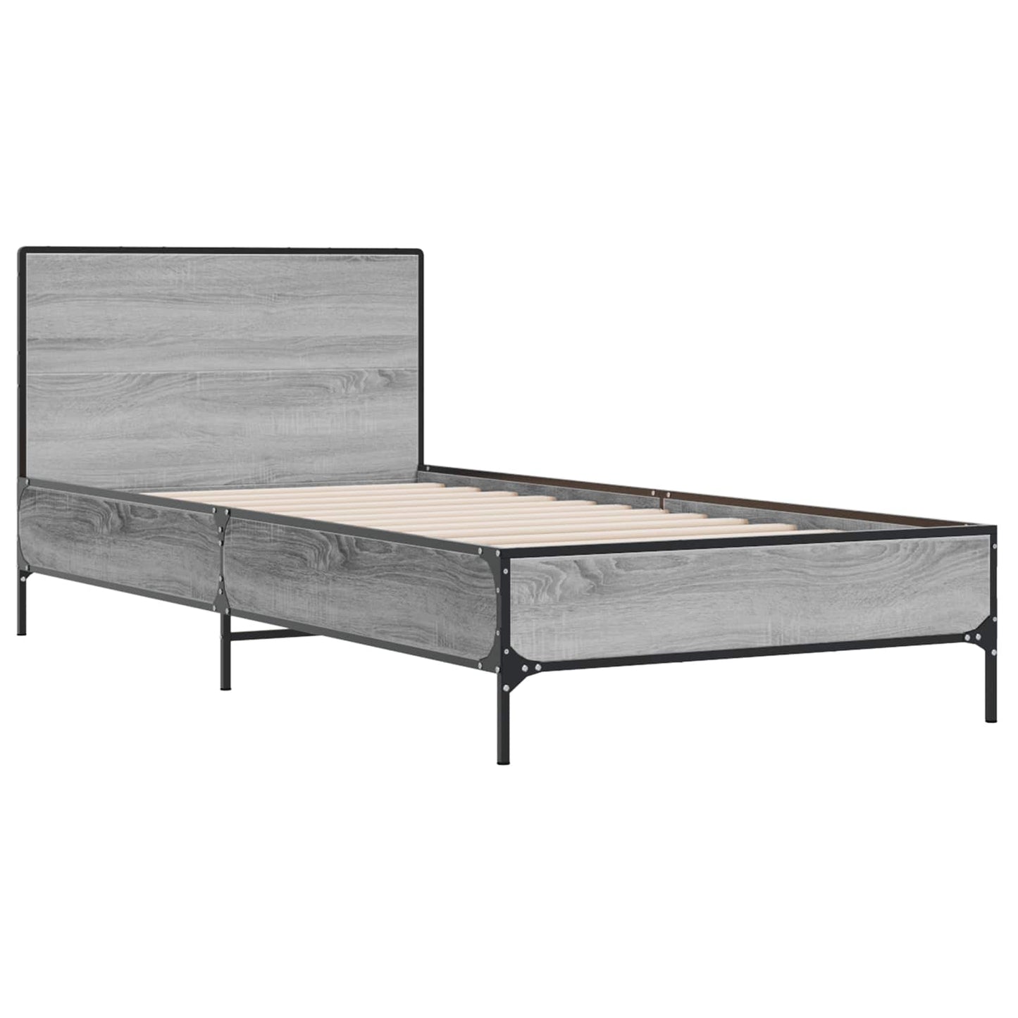 Bedframe met Hoofdeinde Grijs Sonoma 80 x 200 cm Bewerkt hout