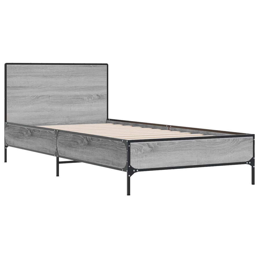 Bedframe met Hoofdeinde Grijs Sonoma 80 x 200 cm Bewerkt hout
