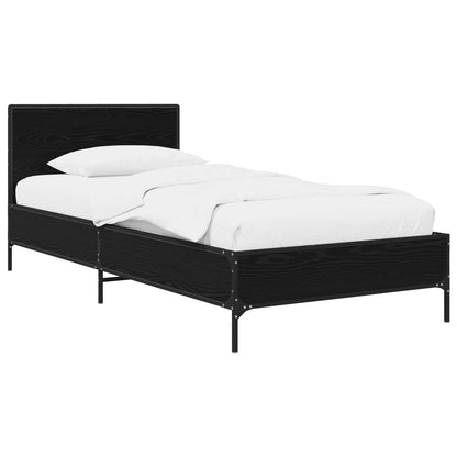 Bedframe met Hoofdeinde Zwart eiken 80 x 200 cm Bewerkt hout