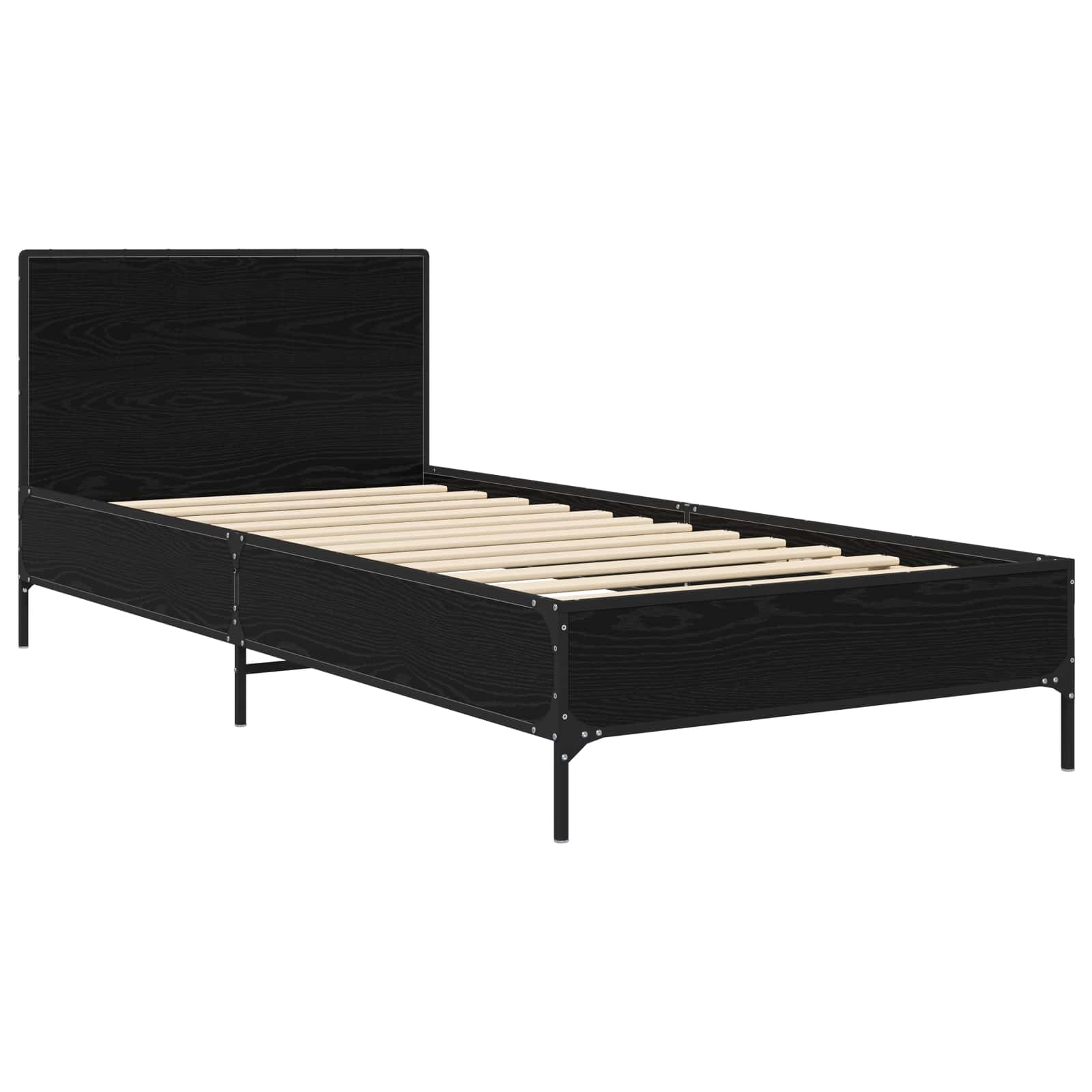 Bedframe met Hoofdeinde Zwart eiken 80 x 200 cm Bewerkt hout