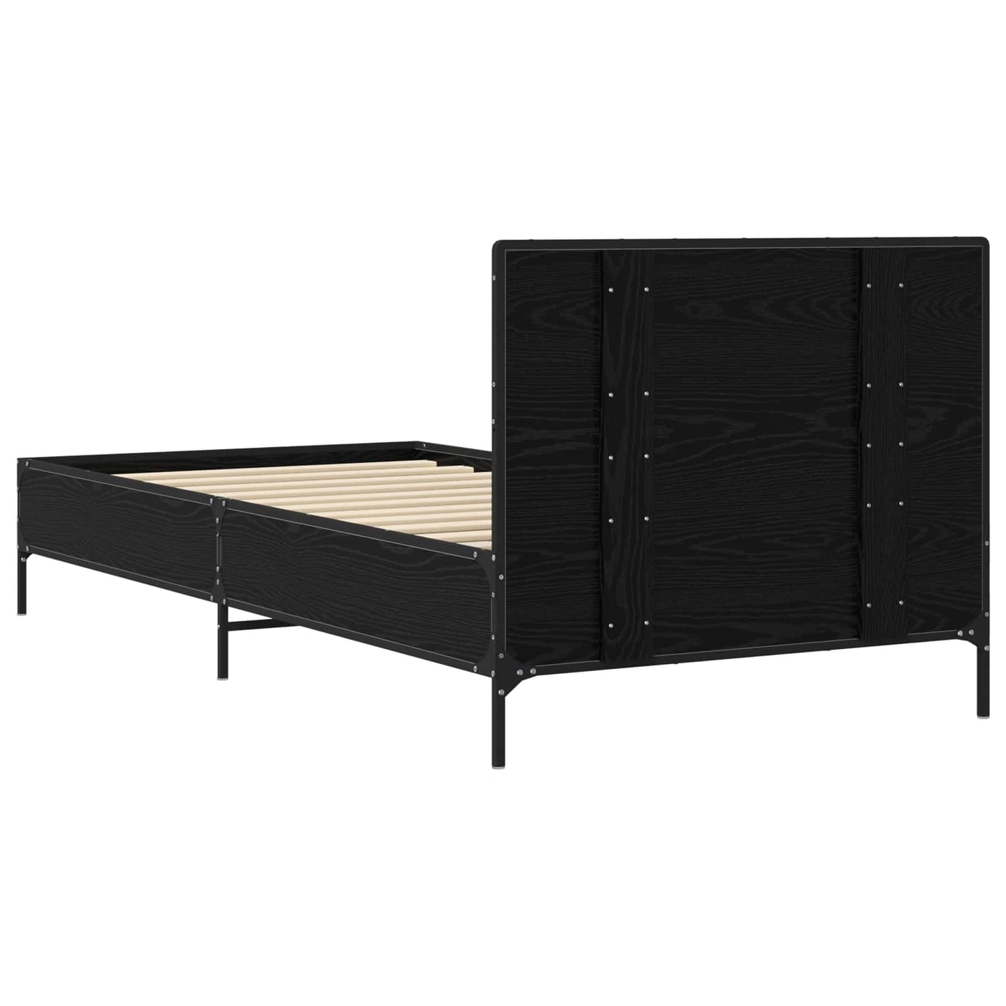 Bedframe met Hoofdeinde Zwart eiken 80 x 200 cm Bewerkt hout
