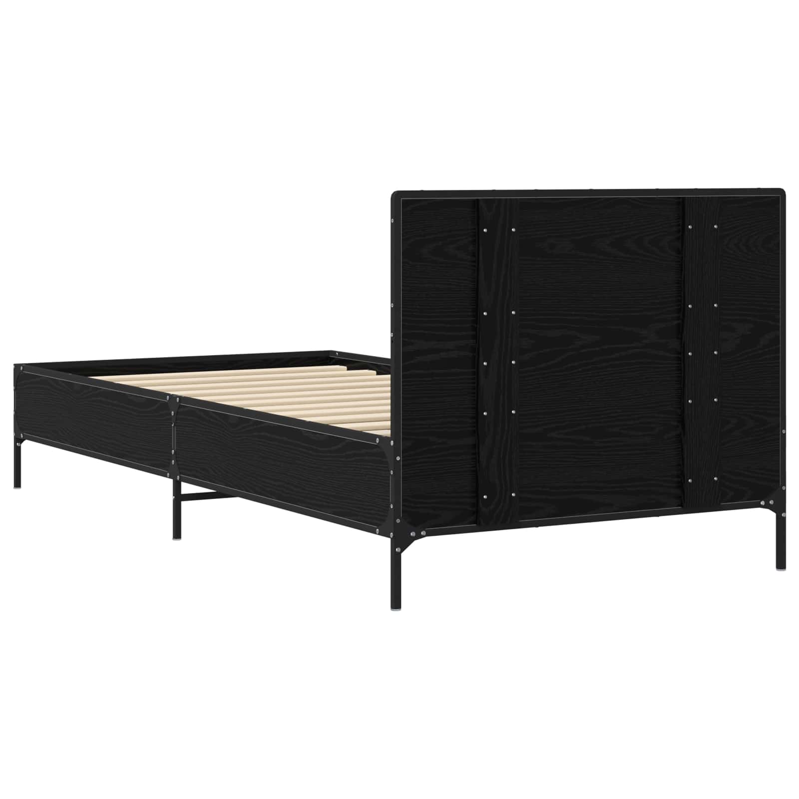 Bedframe met Hoofdeinde Zwart eiken 80 x 200 cm Bewerkt hout