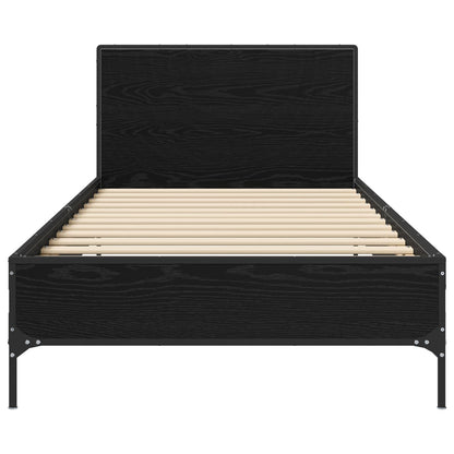 Bedframe met Hoofdeinde Zwart eiken 80 x 200 cm Bewerkt hout