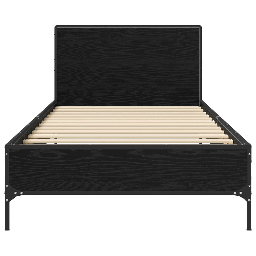 Bedframe met Hoofdeinde Zwart eiken 80 x 200 cm Bewerkt hout