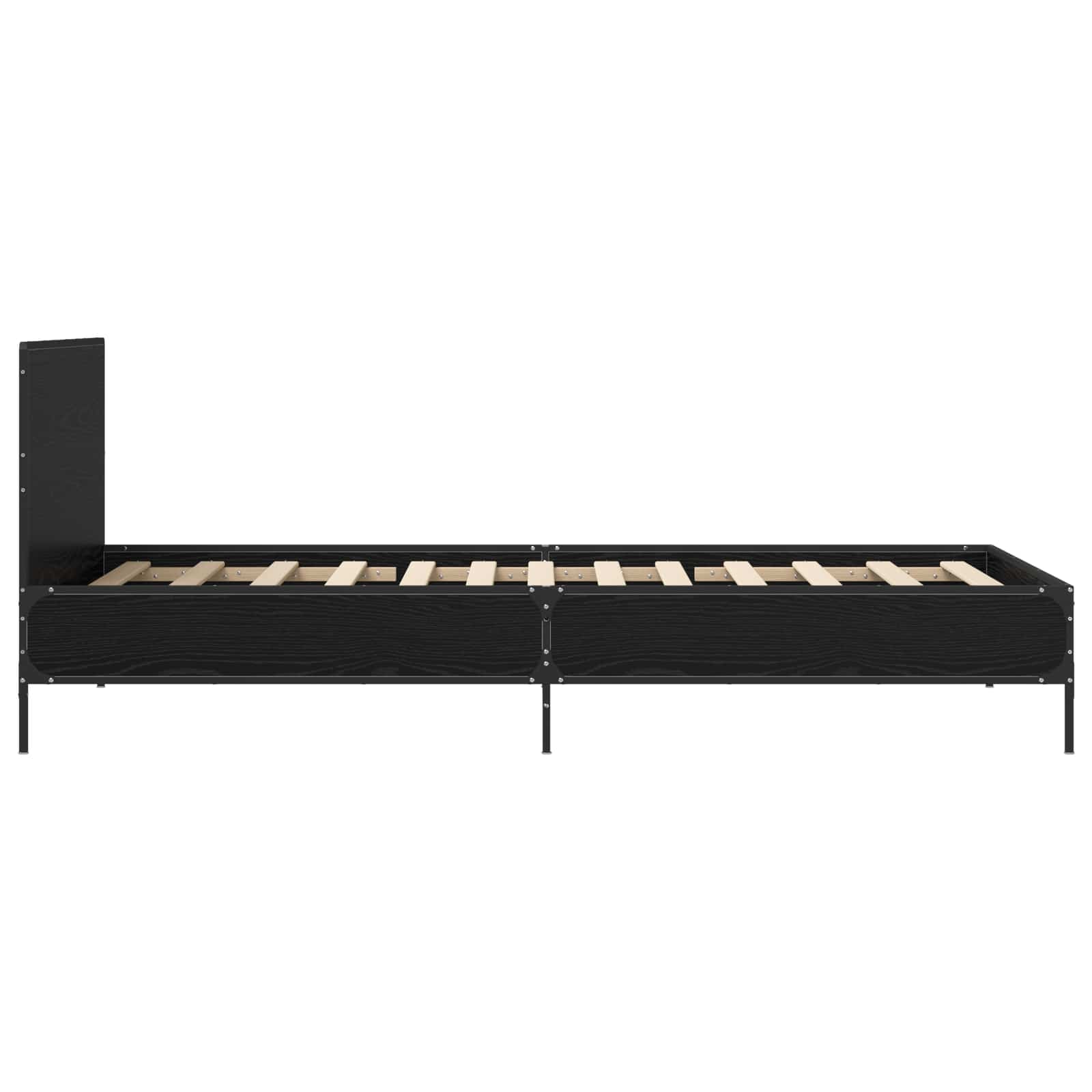 Bedframe met Hoofdeinde Zwart eiken 80 x 200 cm Bewerkt hout