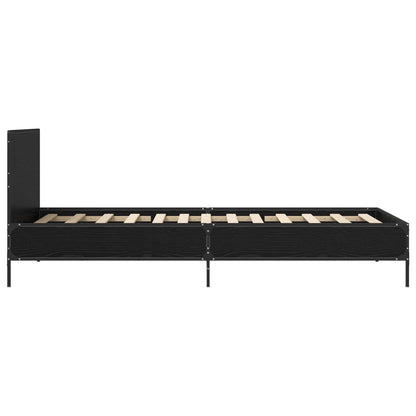 Bedframe met Hoofdeinde Zwart eiken 80 x 200 cm Bewerkt hout
