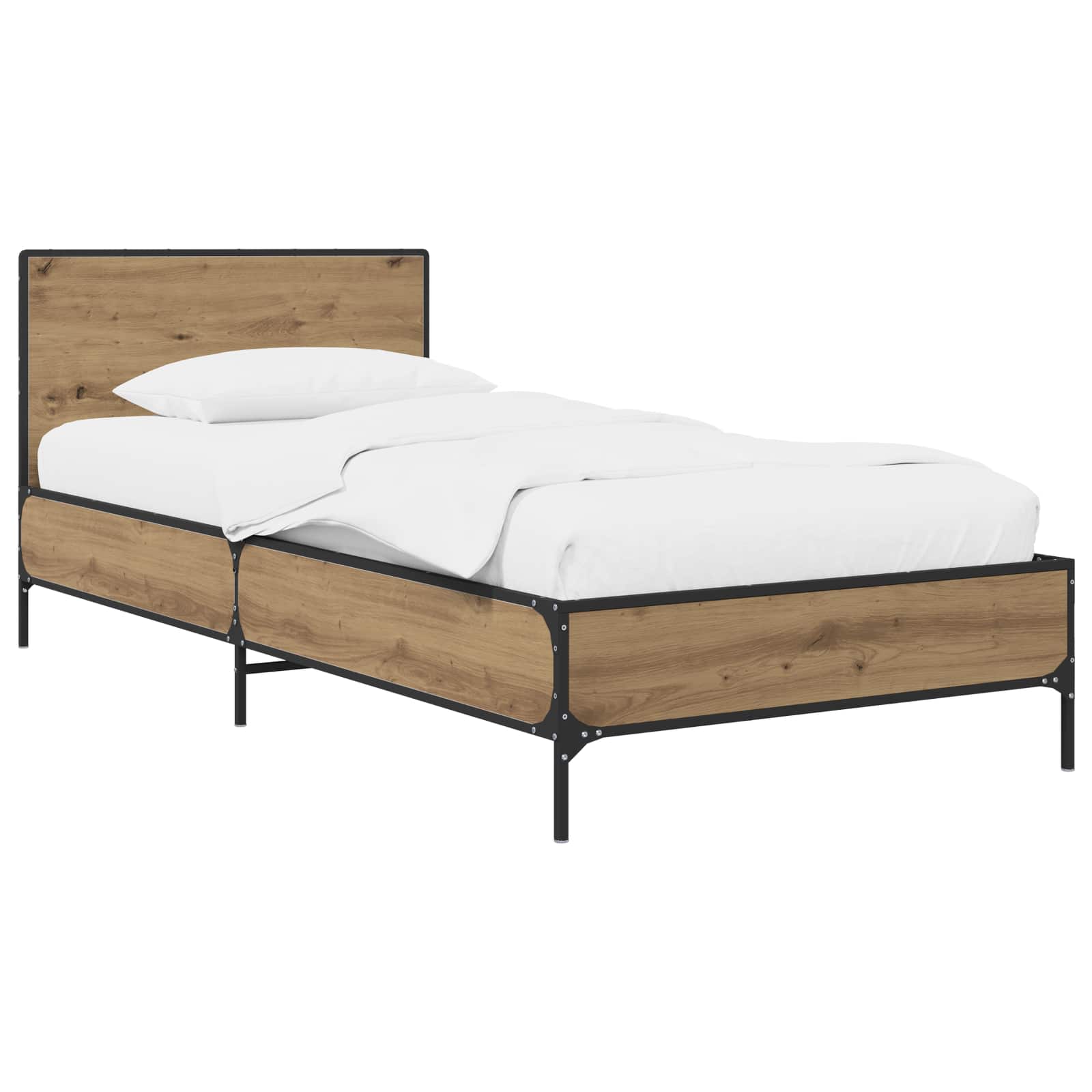 Bedframe met Hoofdeinde Artisanaal eiken 80 x 200 cm