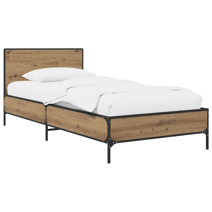 Bedframe met Hoofdeinde Artisanaal eiken 80 x 200 cm
