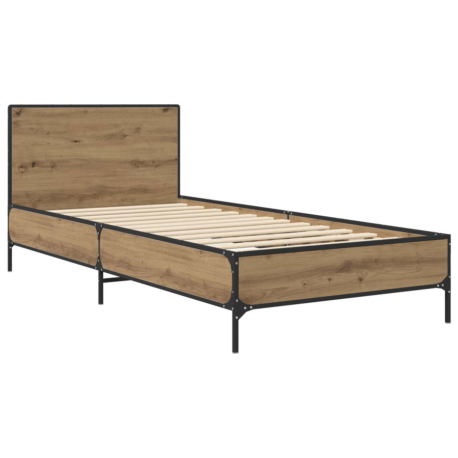 Bedframe met Hoofdeinde Artisanaal eiken 80 x 200 cm