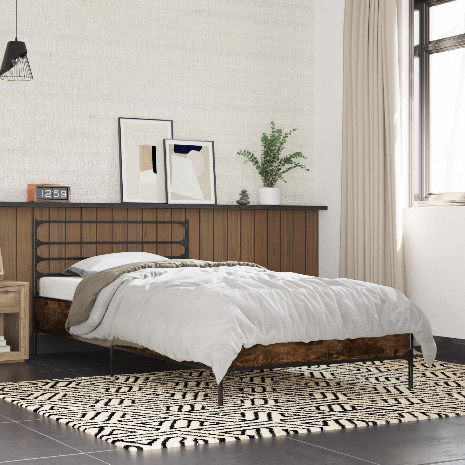 Bedframe Gerookt eiken 80 x 200 cm Bewerkt hout