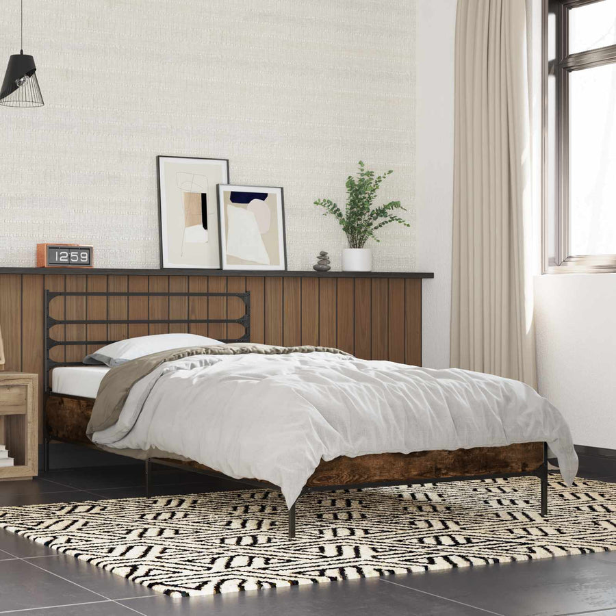 Bedframe Gerookt eiken 80 x 200 cm Bewerkt hout