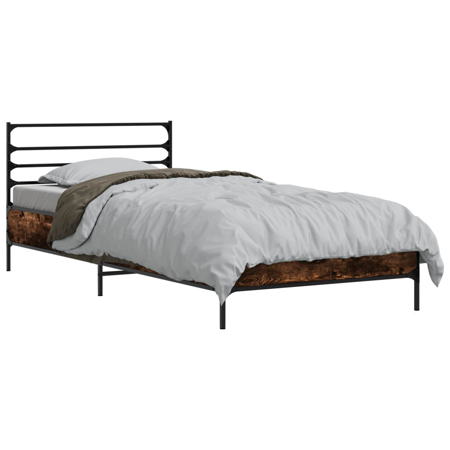 Bedframe Gerookt eiken 80 x 200 cm Bewerkt hout