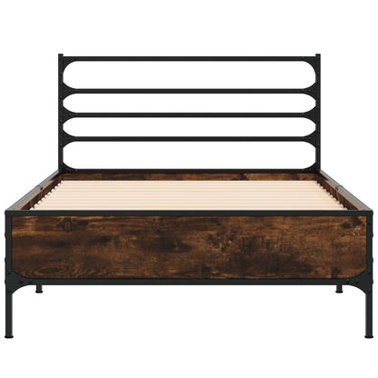 Bedframe Gerookt eiken 80 x 200 cm Bewerkt hout
