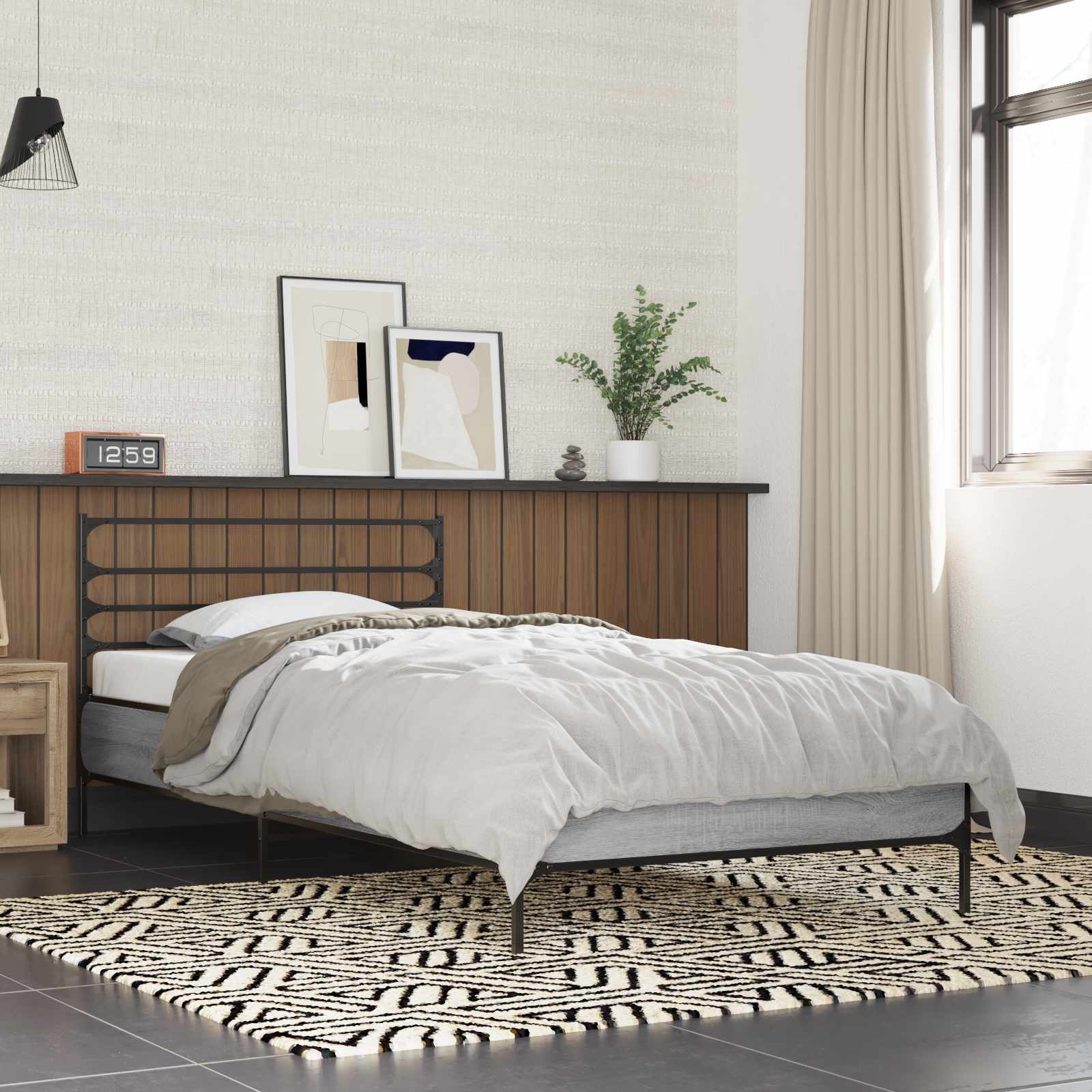 Bedframe Grijs Sonoma 80 x 200 cm Bewerkt hout