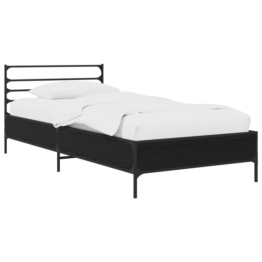 Bedframe Zwart eiken 80 x 200 cm Bewerkt hout