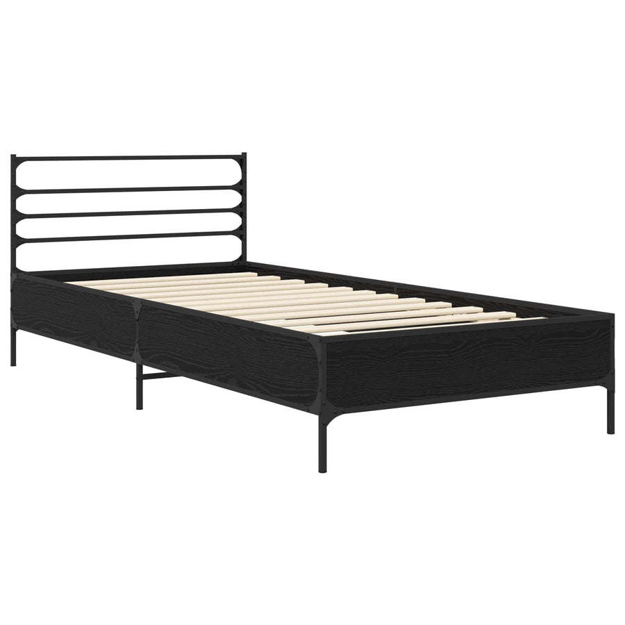 Bedframe Zwart eiken 80 x 200 cm Bewerkt hout