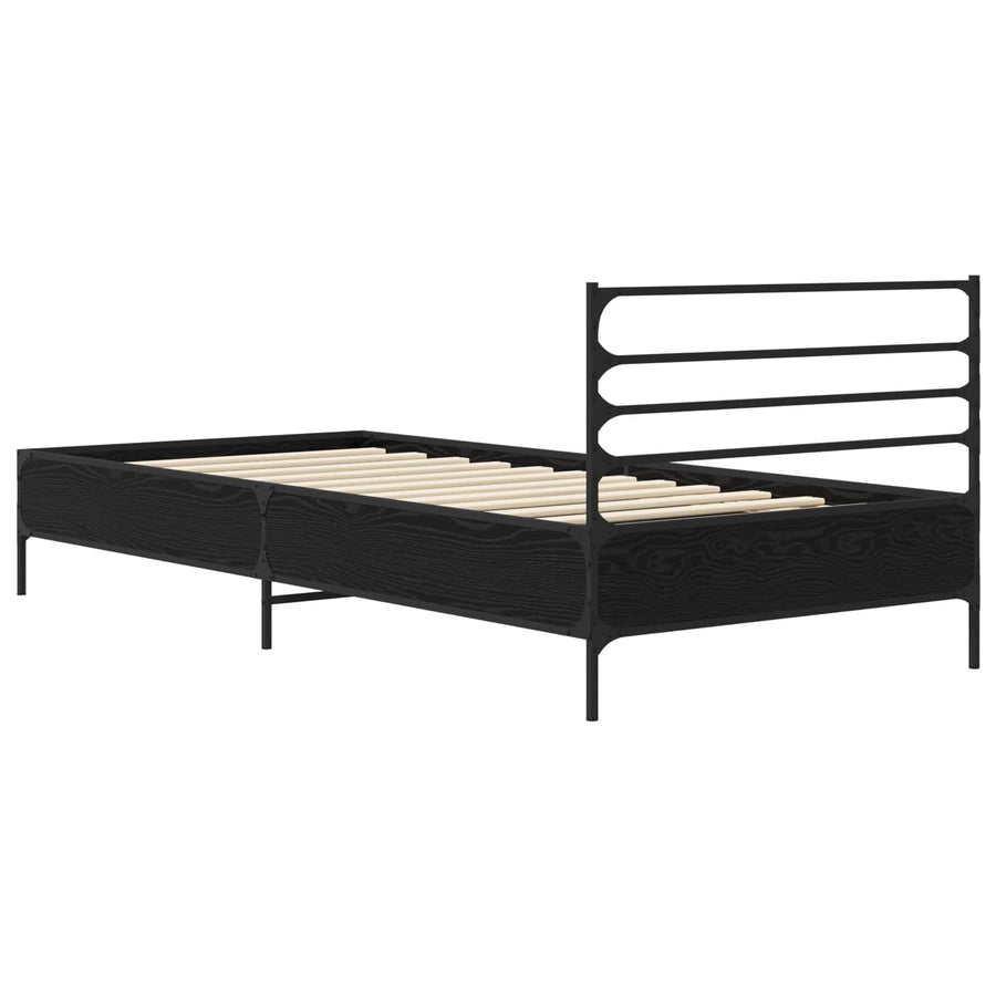 Bedframe Zwart eiken 80 x 200 cm Bewerkt hout