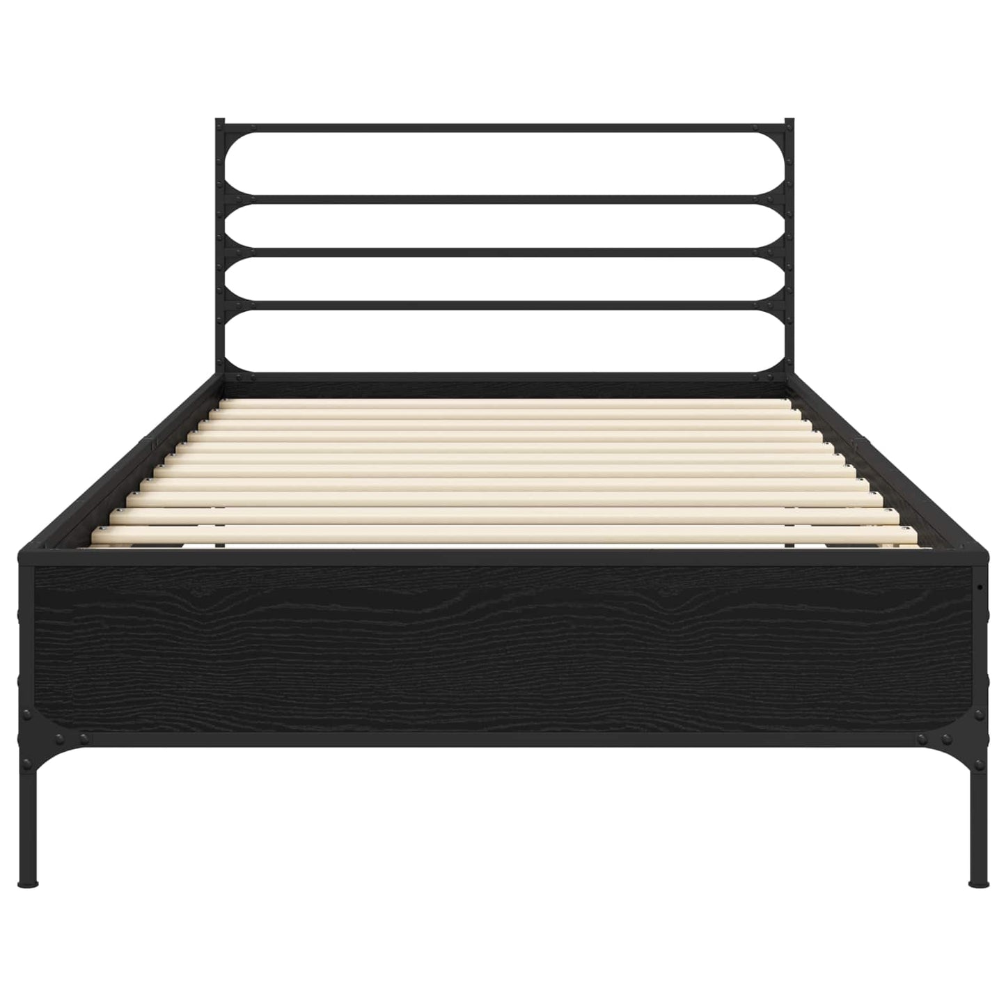Bedframe Zwart eiken 80 x 200 cm Bewerkt hout