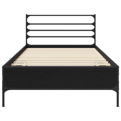 Bedframe Zwart eiken 80 x 200 cm Bewerkt hout