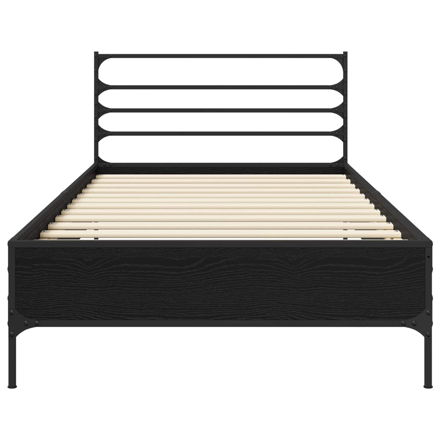 Bedframe Zwart eiken 80 x 200 cm Bewerkt hout