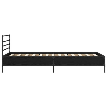 Bedframe Zwart eiken 80 x 200 cm Bewerkt hout
