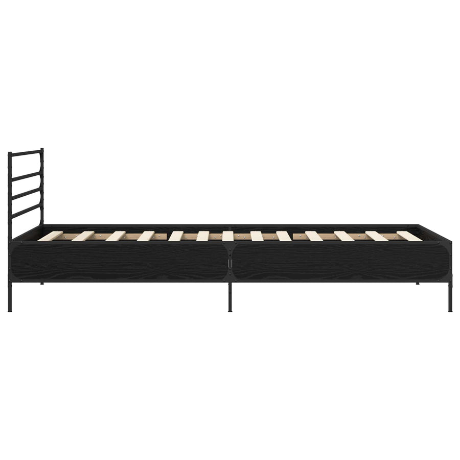Bedframe Zwart eiken 80 x 200 cm Bewerkt hout