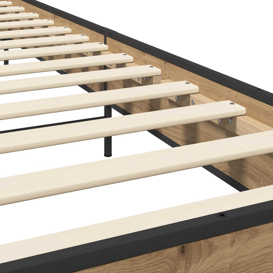 Bedframe Artisanaal eiken 80 x 200 cm Bewerkt hout