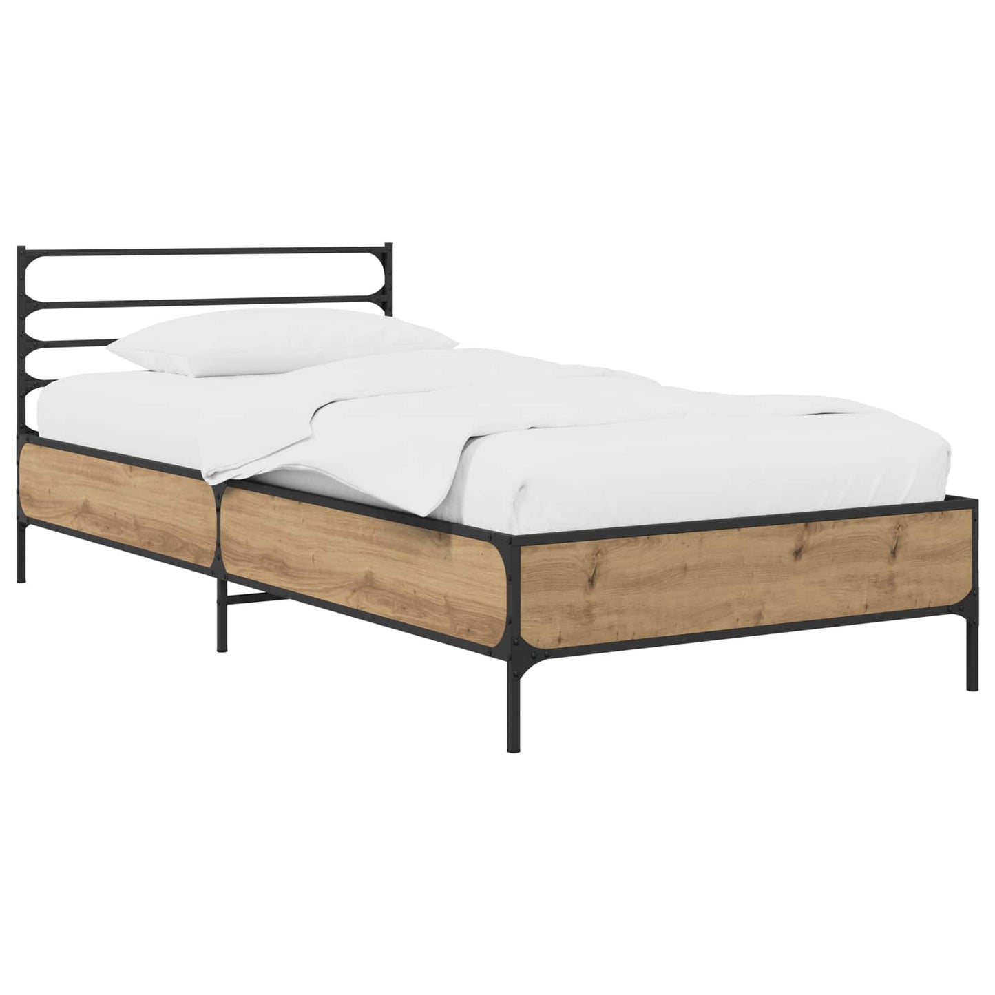 Bedframe Artisanaal eiken 80 x 200 cm Bewerkt hout