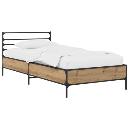Bedframe Artisanaal eiken 80 x 200 cm Bewerkt hout