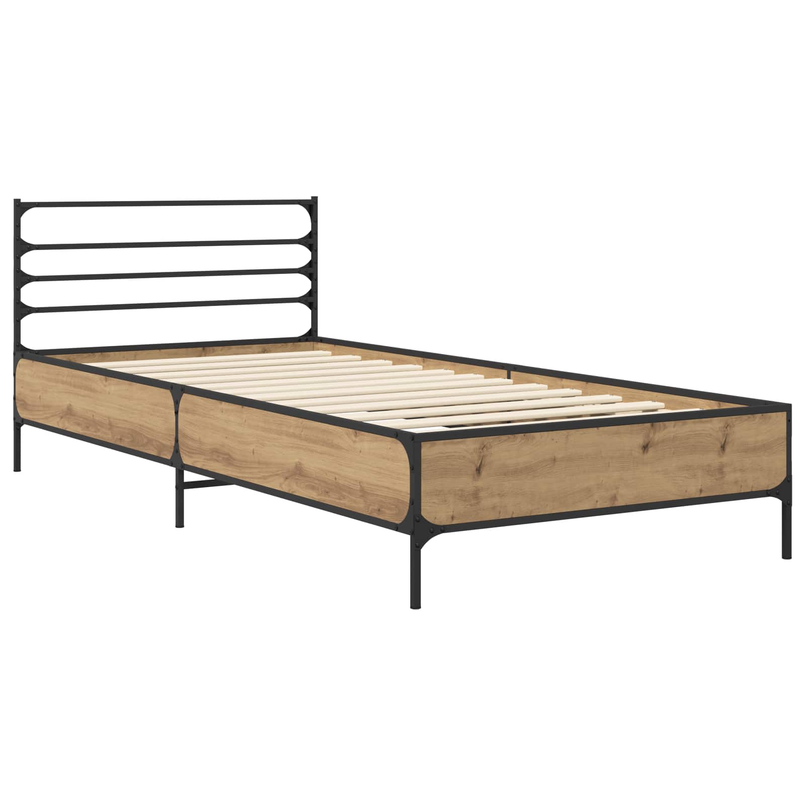 Bedframe Artisanaal eiken 80 x 200 cm Bewerkt hout