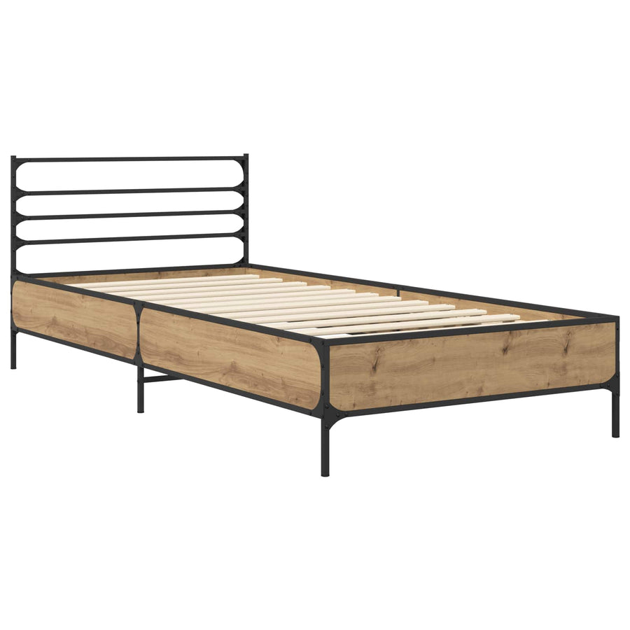 Bedframe Artisanaal eiken 80 x 200 cm Bewerkt hout