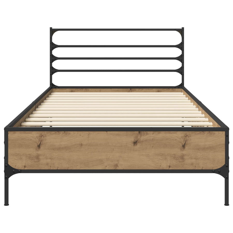 Bedframe Artisanaal eiken 80 x 200 cm Bewerkt hout