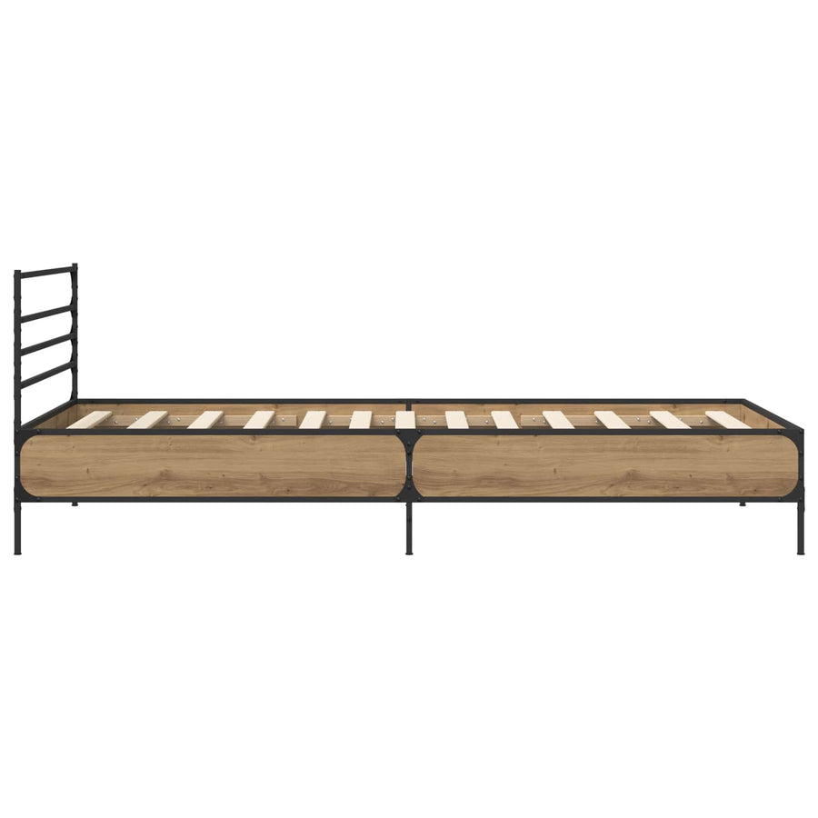 Bedframe Artisanaal eiken 80 x 200 cm Bewerkt hout