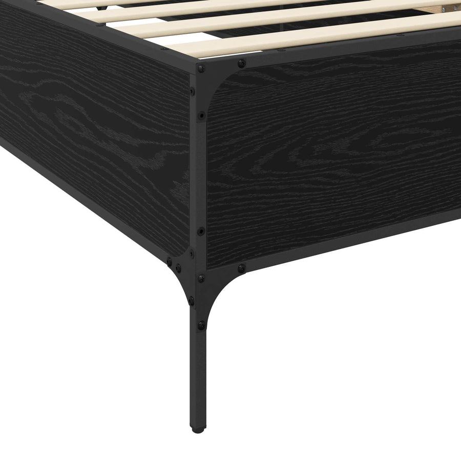 Bedframe Zwart eiken 80 x 200 cm Bewerkt hout