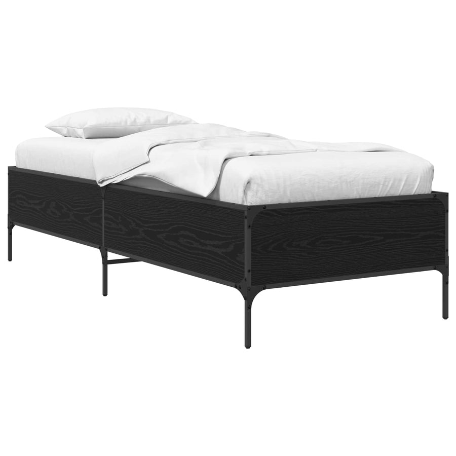 Bedframe Zwart eiken 80 x 200 cm Bewerkt hout