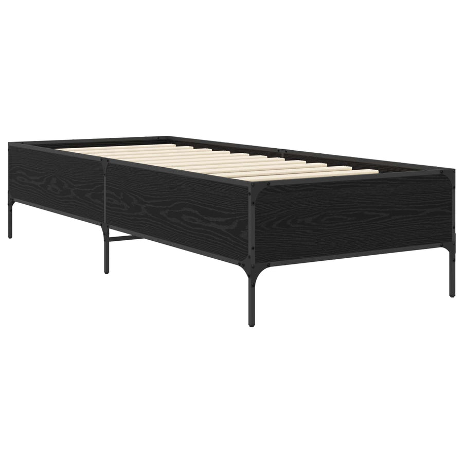 Bedframe Zwart eiken 80 x 200 cm Bewerkt hout