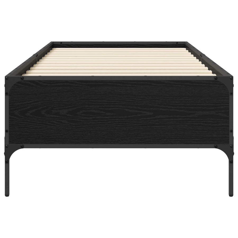 Bedframe Zwart eiken 80 x 200 cm Bewerkt hout